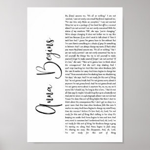 Poster Anna Começa White Script Song Lyric Wall Art Impre