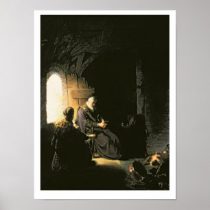 Póster Anna e o Tobit cego, c.1630 (óleo no painel)