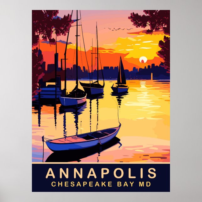 Poster Annapolis, Baía de Chesepeake, Maryland, Viagem (Frente)