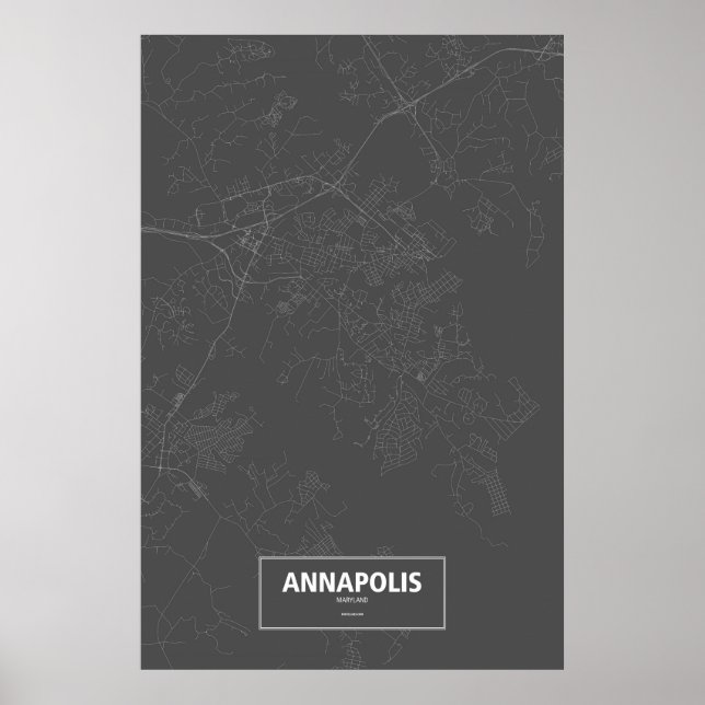 Póster Annapolis, Maryland (branco no preto) (Frente)