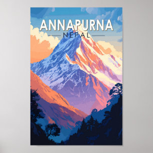 Poster Annapurna Nepal Viagem Art Vintage