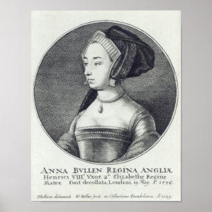 Poster Anne Boleyn, gravada por Wenceslaus Hollar, 1649