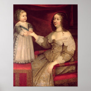 Póster Anne de Áustria com seu filho Louis XIV