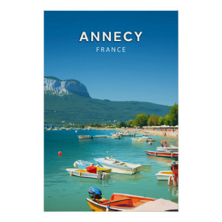Póster Annecy, France, Poster style rétro-chic