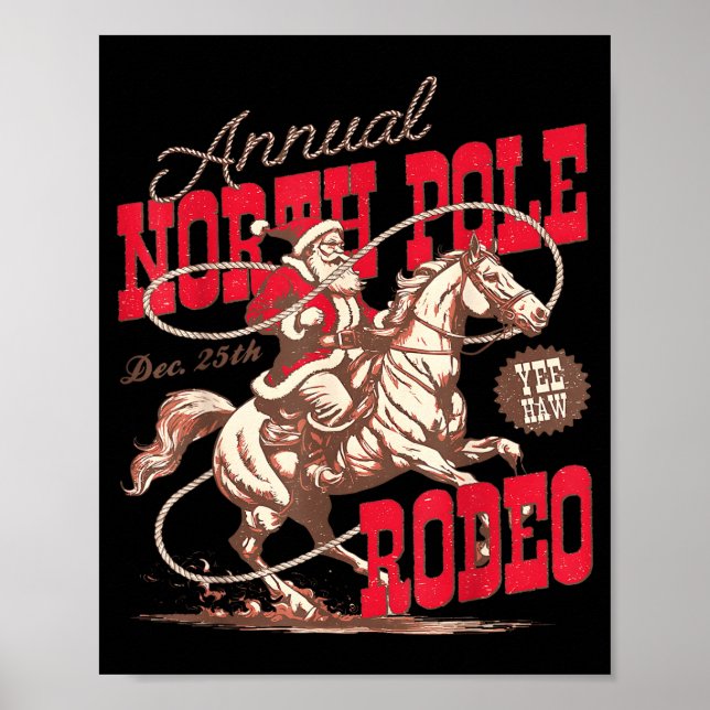 Poster Annual North Le Rodeo Cowboy Santa Howdy Christmas (Frente)