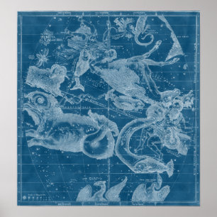 Póster Ano 1856 Estrelas antigas mapeiam animais como est