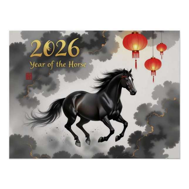 Póster Ano Chinês do Cavalo 2026 (Frente)