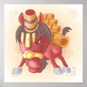 Poster Ano da Aquarela do Cavalo, Samurai