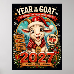 Poster Ano do Bode 2027 Ano Novo Zodiacal Parede