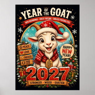 Poster Ano do Bode 2027 Ano Novo Zodiacal Parede