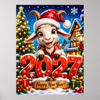 Poster Ano do Bode 2027 Parede de Ano Novo