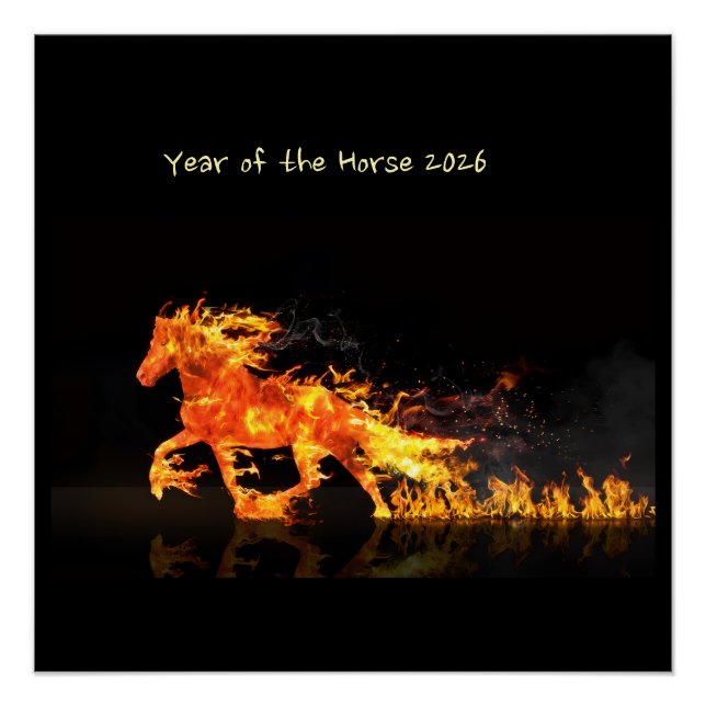 Póster Ano do Cavalo 2026 (Cavalo de Fogo) (Frente)