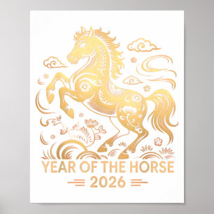 Poster Ano do Cavalo 2026 Cultura do Zodíaco Chinês