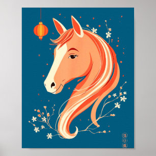 Poster Ano do Cavalo 2026 Ilustração do Ano Novo Chinês