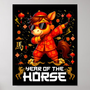 Poster Ano Do Cavalo Dabbing Cavalo Lunar Ano Novo Chinês
