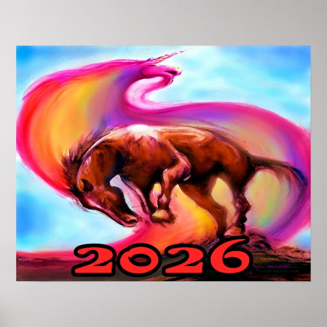 Poster Ano do Cavalo de Fogo de 2026 (Frente)