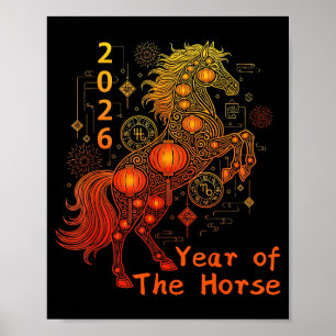 Poster Ano do Cavalo Feliz Ano Novo Lunar Chinês 202