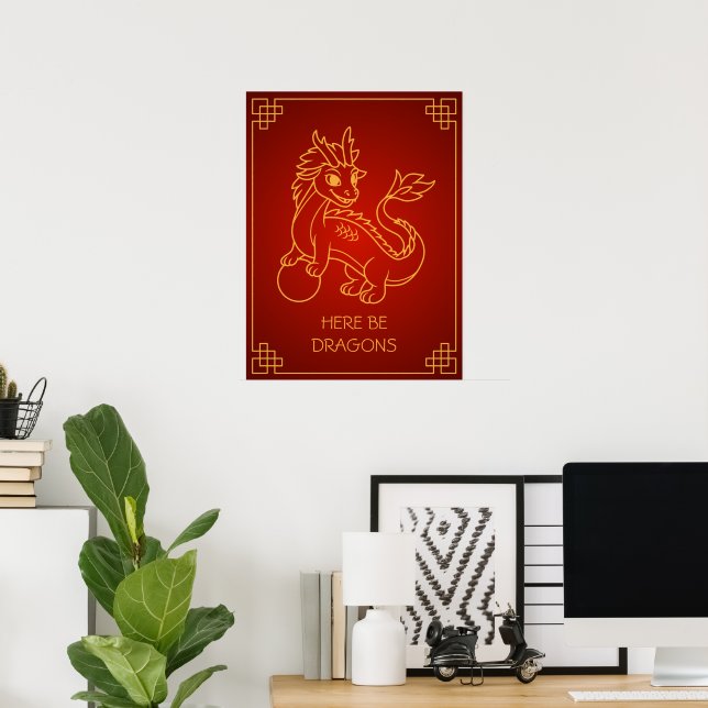 Poster Ano do Dragão 2024 - Zodiac chinês (Escritório em casa)