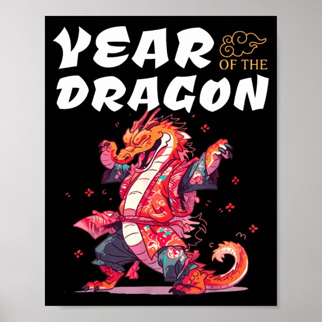 Poster Ano Do Dragão Dragões Divertidos Si Zodíaco Chinês (Frente)