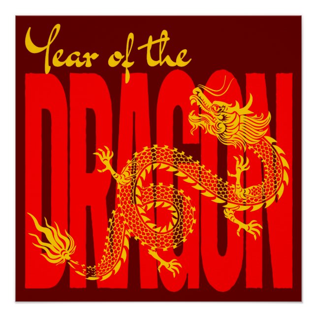 Póster Ano do Ouro Vermelho do Dragão (Frente)
