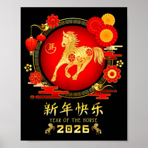Poster Ano do Zodíaco do Cavalo 2026 – Feliz Ano Novo Chi