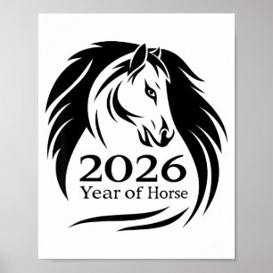 Poster Ano Festivo do Cavalo de Fogo 2026 Ano Novo Chinês