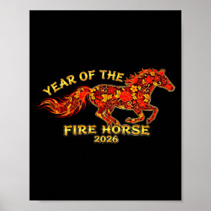 Poster Ano Lunar do Zodíaco Chinês do Cavalo de Fogo 2026