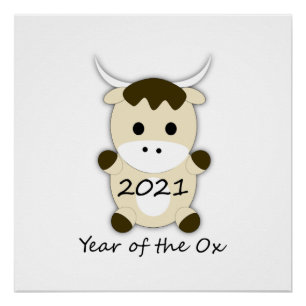 Póster Ano Novo Chinês 2021 Ano do Ox