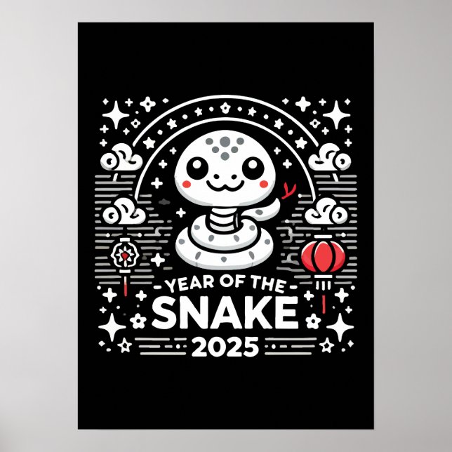 Poster Ano Novo Chinês 2025 Ano do Ano Lunar do Cobra (Frente)