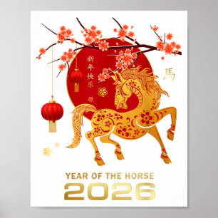 Poster Ano Novo Chinês 2026 Ano do Cavalo 