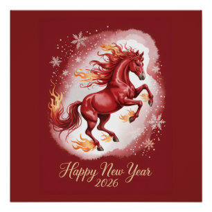 Póster Ano Novo Chinês do Cavalo 2026
