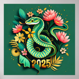 Poster Ano Novo Chinês do Cobra de Madeira 2025 para a mu
