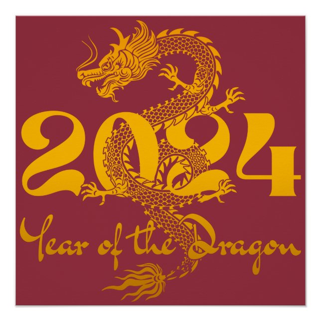 Póster Ano Novo Chinês do Dragão 2024 (Frente)