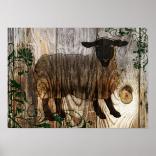 Póster ano novo chinês dos carneiros de madeira 2015