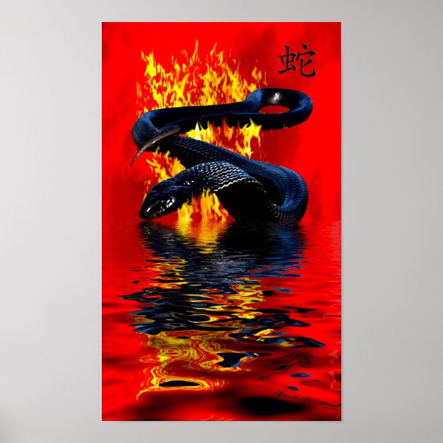 Poster Ano Novo da Cobra Black Cobra Chinesa Chinesa (Frente)