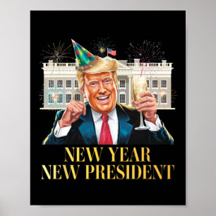 Poster Ano Novo Presidente Funny Trump Véspera de ano nov