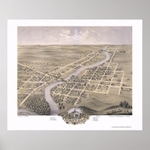 Poster Anoka, mapa panorâmico do manganês - 1869
