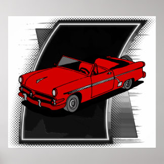 Poster Anos 50 de carros de Vintage