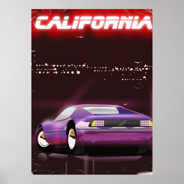 Poster Anos 80 de neon da Califórnia (Frente)