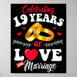 Poster Anos Celebrando 19 Casamento 19º Aniversário