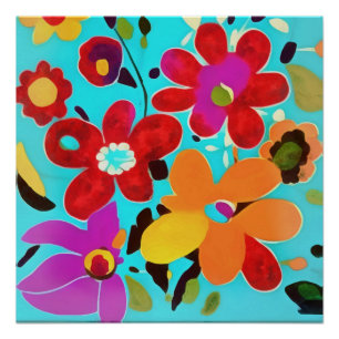 Póster Anos setenta Inspiram pintura de Florais de Hothou