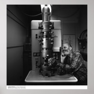 Póster Ansel Adams com microscópio de elétron, em abril