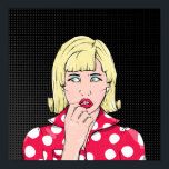 Poster Ansiedade Estresse pop arte<br><div class="desc">Uma ilustração retrógrada do estilo dos quadrinhos de uma mulher escondida no escuro,  ela parece preocupada ou ansiosa. Inspirada pela ilustração vintage dos quadrinhos.</div>