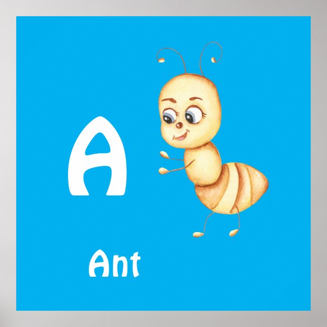 Poster Ant personalize ABC: Carta A - Adicione seu nome (Frente)