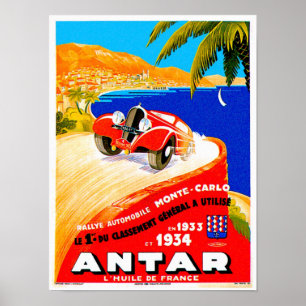 Poster Antar Gas ~ Vintage Auto Road Race Ad