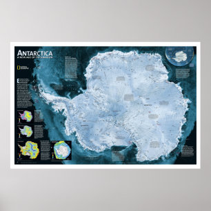 Poster "Antártica: Mapa de satélite como um