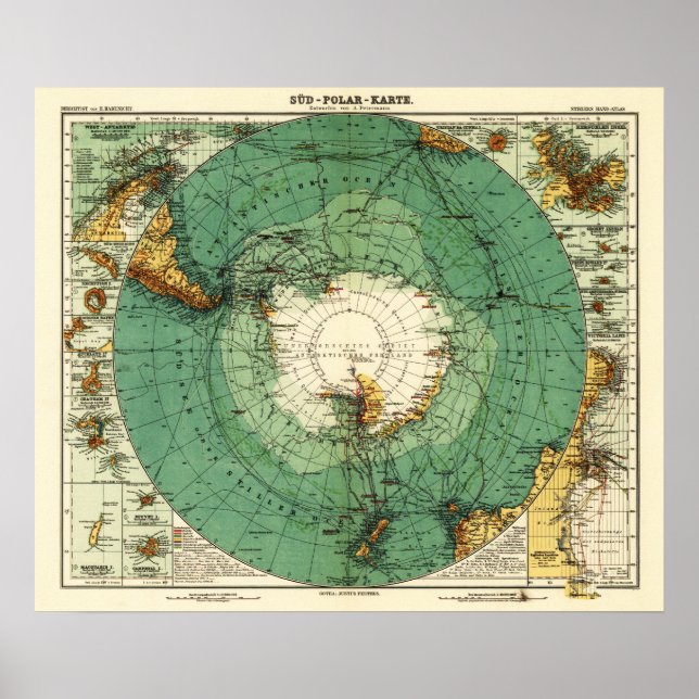 Póster AntárticaPanorâmica MapAntártica (Frente)