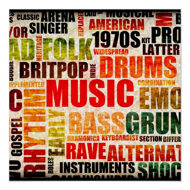Póster Antecedentes Musicais Com Diferentes Gêneros e Tip (Frente)