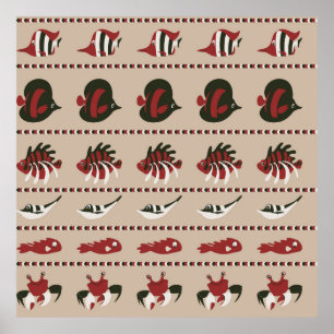 Poster Antecedentes sem costura com a vida marinha - cara