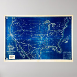 Póster Antecipado Mapa do Sistema Ferroviário Americano 1
